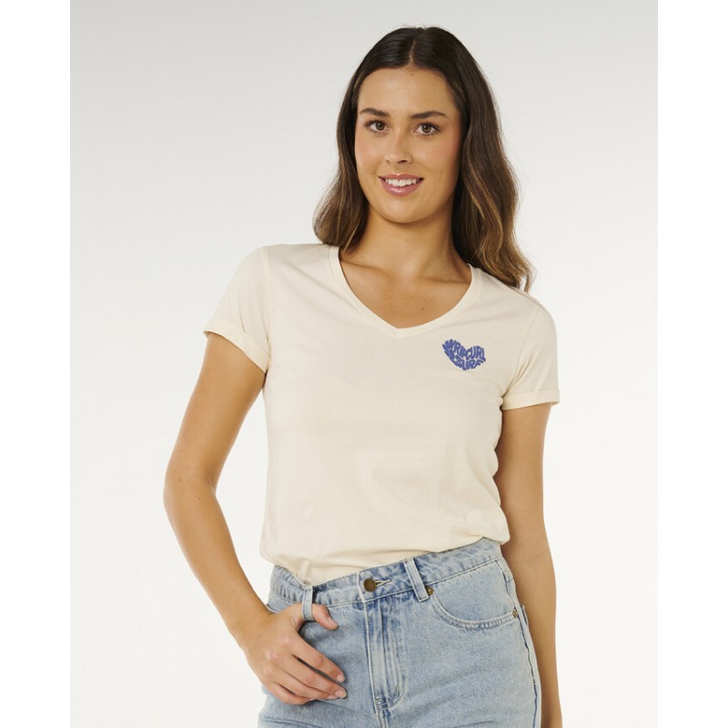 RC HEART V NECK TEE - RIPCURL