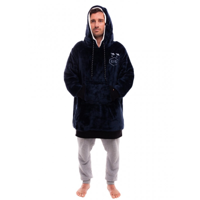 PONCHO PLAID Blue/Grey - ALL IN
